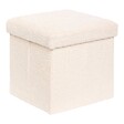 ATMOSPHERA - Pouf Pliable Coffre Soana en bouclette Ivoire 38x38cm - vignette