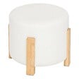 ATMOSPHERA - Tabouret "Bansa" bouclette bambou blanc D37,5x32cm - vignette