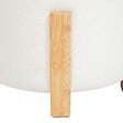 ATMOSPHERA - Tabouret "Bansa" bouclette bambou blanc D37,5x32cm - vignette
