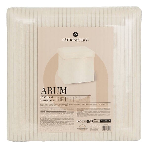 ATMOSPHERA - Pouf pliant Arum ivoire 38x38cm - large