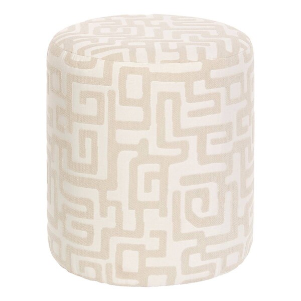 ATMOSPHERA - Pouf Rond Delor Blanc 36x40 cm - large