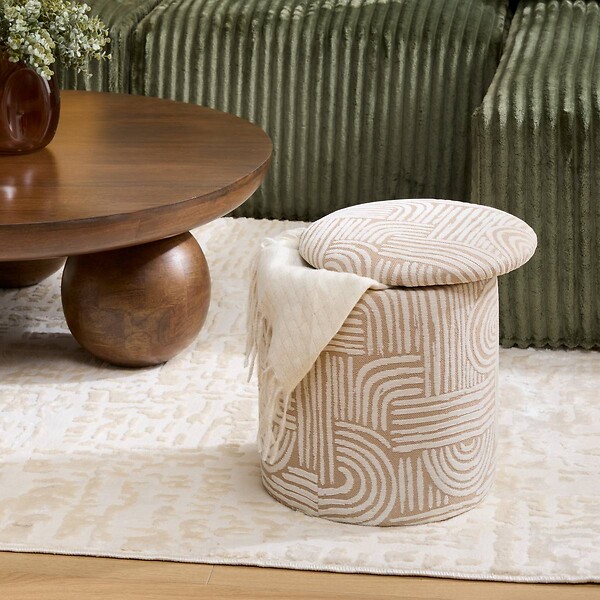 ATMOSPHERA - Pouf Coffre Nubo Beige 31x34cm - large
