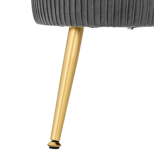 ATMOSPHERA - Tabouret "Solaro" velours plissé gris - large