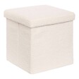 ATMOSPHERA - Pouf Pliable Coffre Jaiko en Bouclette Blanc 38x38cm - vignette