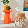 ATMOSPHERA - Tabouret "Gimpo" pin beige D30x40cm - vignette