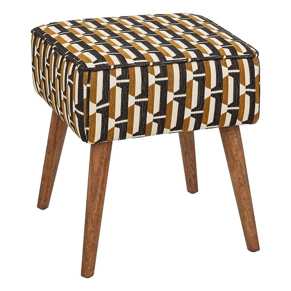 ATMOSPHERA - Tabouret d'appoint Chiara noir jaune moutarde et blanc - large