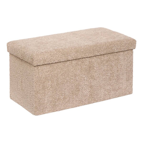 ATMOSPHERA - Pouf Pliable Coffre Soana en Bouclette Beige foncé 76x38cm - large