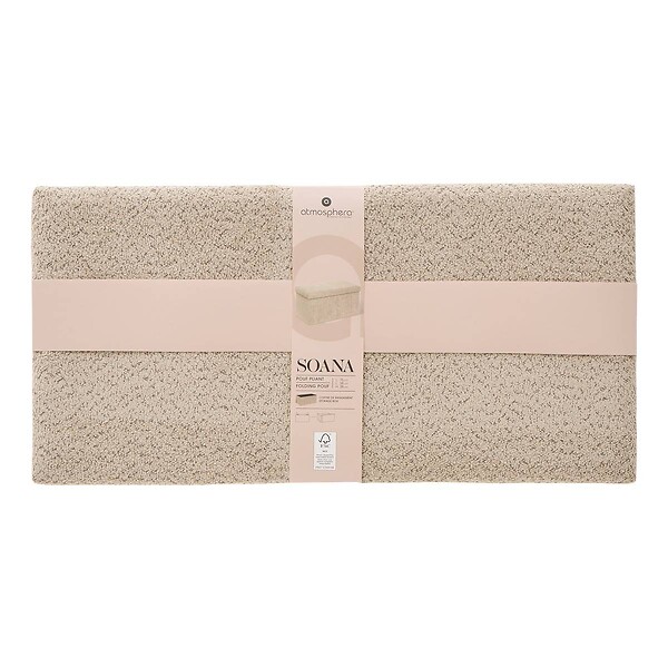 ATMOSPHERA - Pouf Pliable Coffre Soana en Bouclette Beige foncé 76x38cm - large
