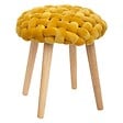 ATMOSPHERA - Tabouret "Akemi" tricot jaune moutarde - vignette