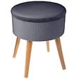 ATMOSPHERA - Tabouret coffre "Tess" velours gris ardoise - vignette