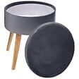 ATMOSPHERA - Tabouret coffre "Tess" velours gris ardoise - vignette