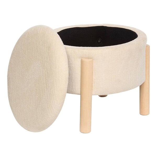 ATMOSPHERA - Tabouret Coffre Elki Blanc 45,5x37x45,5cm - large