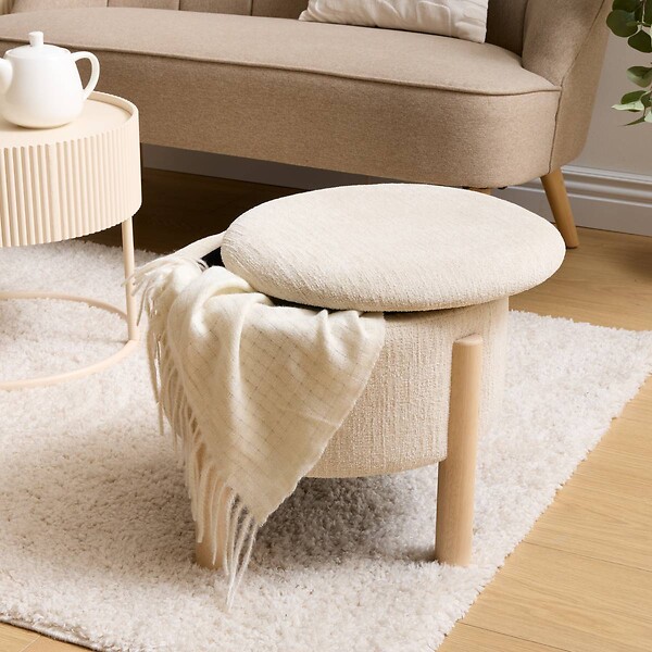 ATMOSPHERA - Tabouret Coffre Elki Blanc 45,5x37x45,5cm - large