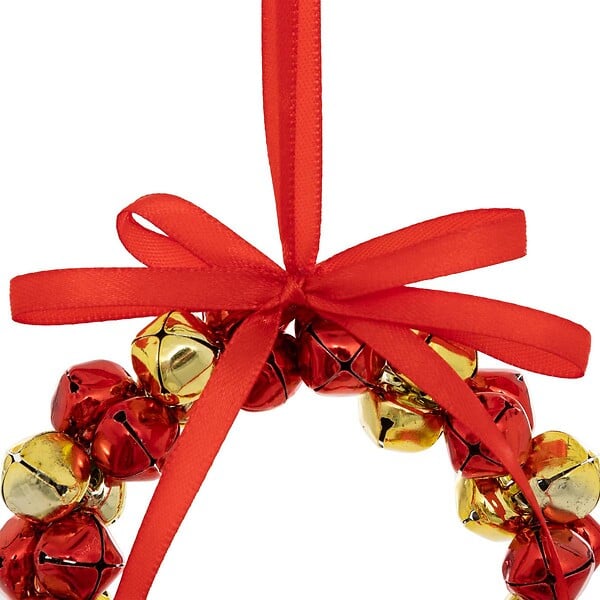 FEERIC LIGHTS & CHRISTMAS - Sujet couronne grelots métal D.11cm rouge et doré - large