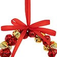 FEERIC LIGHTS & CHRISTMAS - Sujet couronne grelots métal D.11cm rouge et doré - vignette