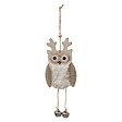 FEERIC LIGHTS & CHRISTMAS - Suspension de noël bois hibou fourrure grelot - vignette