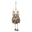 FEERIC LIGHTS & CHRISTMAS - Suspension de noël bois hibou fourrure grelot - vignette