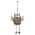 FEERIC LIGHTS & CHRISTMAS - Suspension de noël bois hibou fourrure grelot - vignette