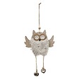 FEERIC LIGHTS & CHRISTMAS - Suspension de noël bois hibou fourrure grelot - vignette