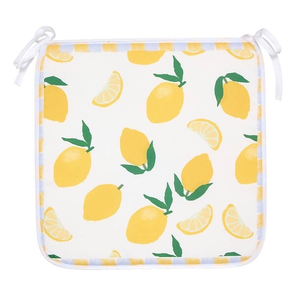 ATMOSPHERA - Galette de chaise Fruity 39x39cm imprimé citrons jaunes - large