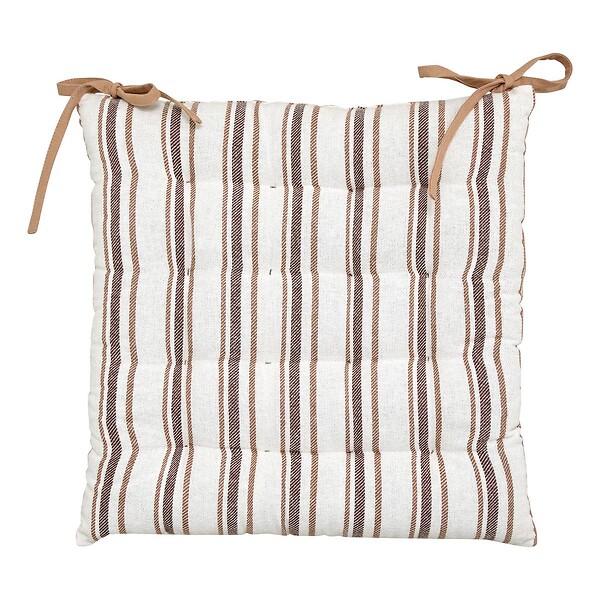 ATMOSPHERA - Galette de chaise Groove 38x38cm rayée beige lin - large
