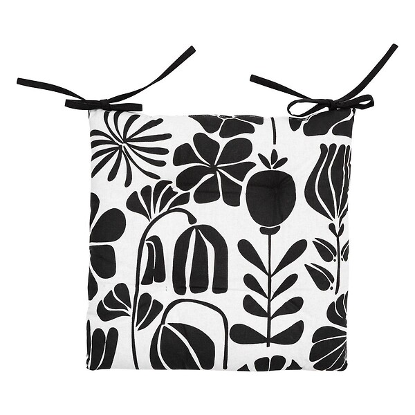 ATMOSPHERA - Galette de chaise "Twisted lime" coton noir & blanc 38x38cm - large