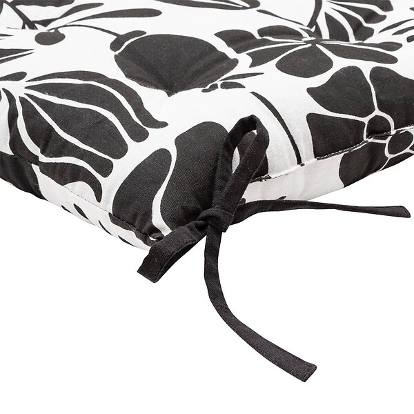 ATMOSPHERA - Galette de chaise "Twisted lime" coton noir & blanc 38x38cm - large