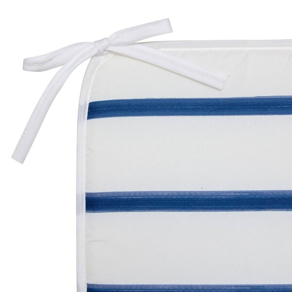 ATMOSPHERA - Galette de chaise Oceania 39x39cm rayée bleu et blanc - large