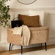 ATMOSPHERA - Banc coffre velours Solaro beige 100x40cm - vignette