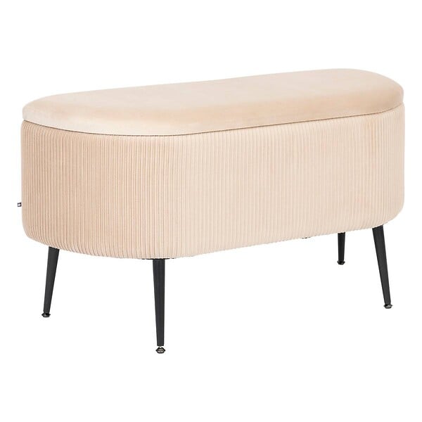 ATMOSPHERA - Banc coffre velours Solaro beige 100x40cm - large