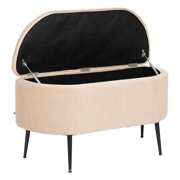 ATMOSPHERA - Banc coffre velours Solaro beige 100x40cm - large