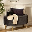 ATMOSPHERA - Banc coffre velours Solaro gris 100x40cm - vignette