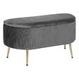 ATMOSPHERA - Banc coffre velours Solaro gris 100x40cm - vignette