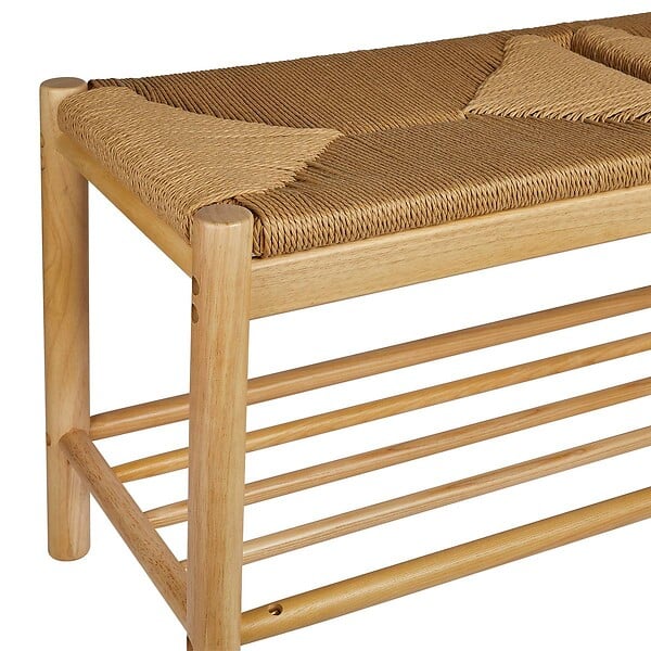 ATMOSPHERA - Banc "Maesi" hévéa beige 95x35cm - large