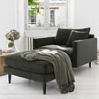 ATMOSPHERA - Fauteuil XL "Candice" velours vert kaki - vignette