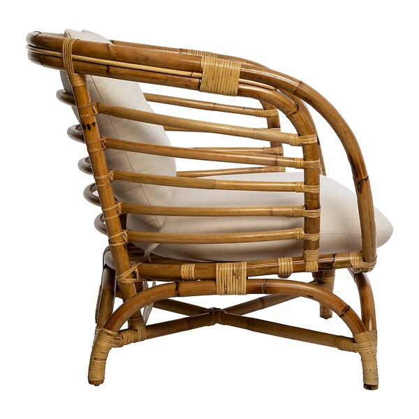 ATMOSPHERA - Fauteuil "Farah" rotin tissu blanc - large