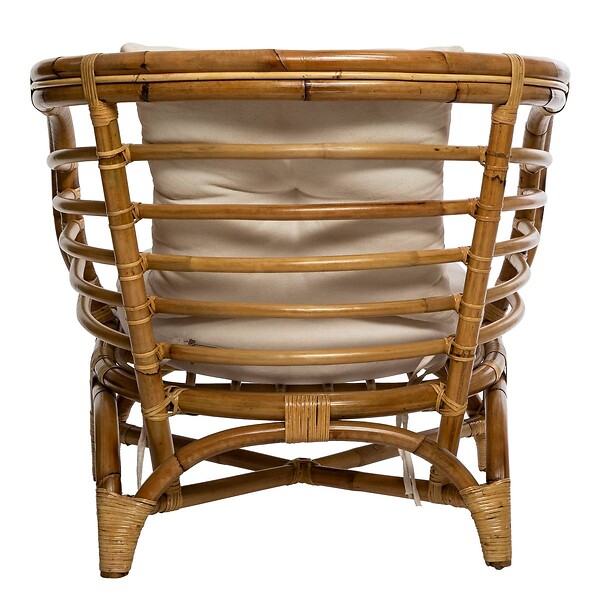 ATMOSPHERA - Fauteuil "Farah" rotin tissu blanc - large