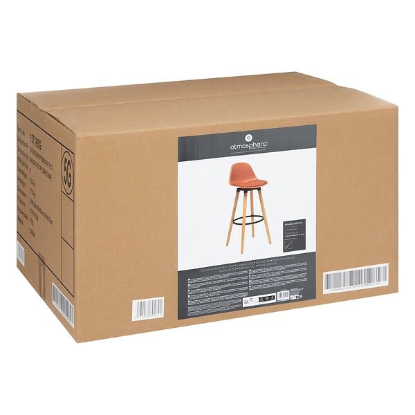 ATMOSPHERA - Chaise de bar "Maxon" en hêtre & métal H92,5cm rose terracotta - large