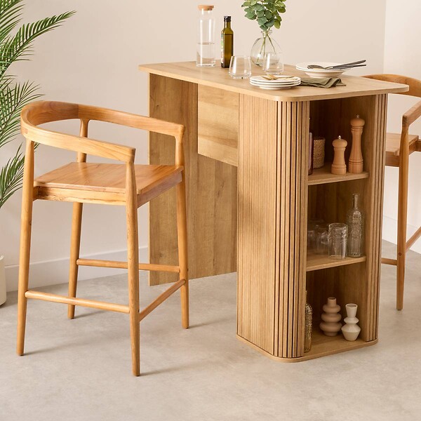 ATMOSPHERA - Lot de 2 tabourets de bar Miyako marron 56x55,5cm - large