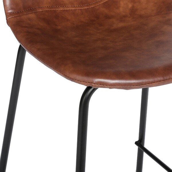 ATMOSPHERA - Lot de 2 chaises de bar "Vladi" effet cuir marron - large