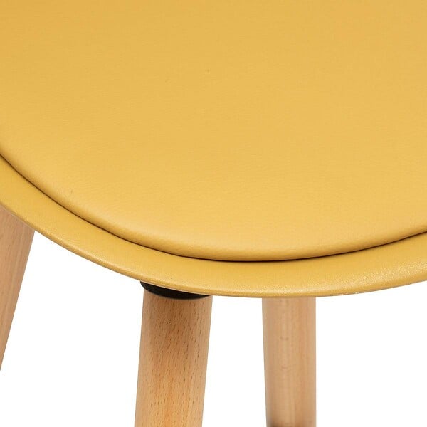 ATMOSPHERA - Chaise de bar "Maxon" en hêtre & métal H92,5cm jaune ocre - large