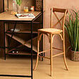 ATMOSPHERA - Tabouret de bar "Isak" chêne beige H110cm - vignette