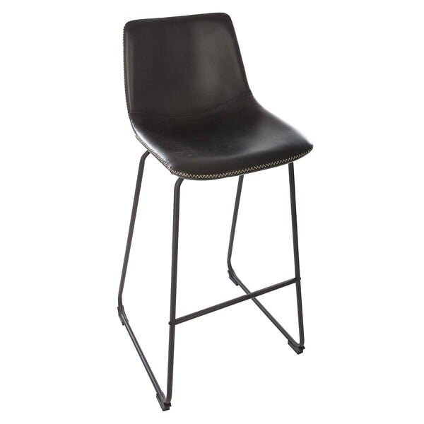 ATMOSPHERA - Lot de 2 chaises de bar "Lois" effet cuir noir - large