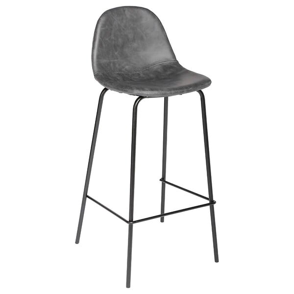 ATMOSPHERA - Lot de 2 chaises de bar "Vladi" effet cuir gris - large