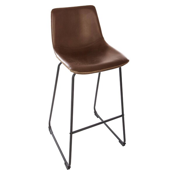 ATMOSPHERA - Lot de 2 chaises de bar "Lois" effet cuir marron cognac - large