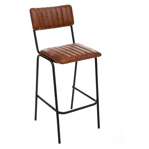 ATMOSPHERA - Chaise de bar "Dario" cuir marron cognac - large