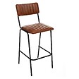 ATMOSPHERA - Chaise de bar "Dario" cuir marron cognac - vignette