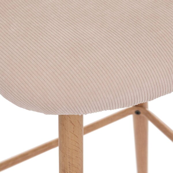 ATMOSPHERA - Chaise de bar "Celeste" velours côtelé beige - large