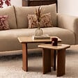 ATMOSPHERA - Lot de 2 tables basses Jivan Travertin bois L60/38cm - vignette