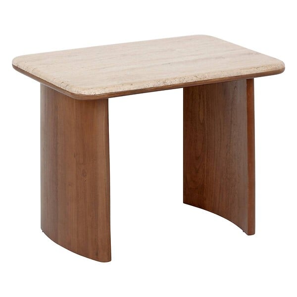 ATMOSPHERA - Lot de 2 tables basses Jivan Travertin bois L60/38cm - large